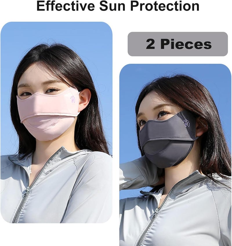 YUANST 2Pcs UV Face Mask, Sun Masks for Women, Cooling Breathable Face Cover for Outdoors, Washable Reusable - Image 2
